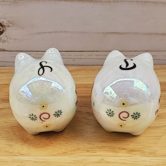 Vintage 1960s Lipco Iowa Hawkeye State Pig Salt & Pepper Shakers Ceramic Iridesc - Picture 16 of 16